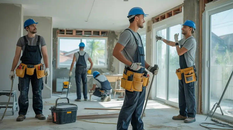 Equipe de reforma residencial profissional trabalhando em casa em São Paulo